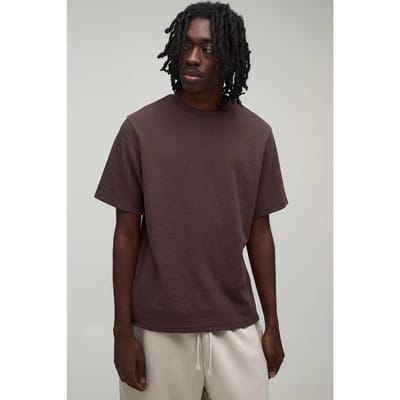 Essentieel Regular Fit Wafel T-shirt | Chocolate | Size XS