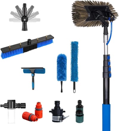 Telescopische Reinigingsset - Glasbewassing Kit - Zonnepanelen Schoonmaken - Koolstofvezel Stok - 3.6 Meter - Zwart