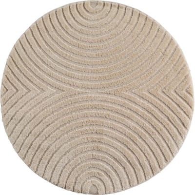 Japandi ART - Rond Scandinavisch Vloerkleed - Laagpolig Effen - Beige- 120 CM Ø