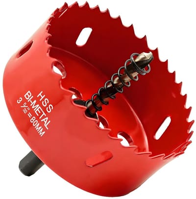 Dailygoods- Gatenzaag 80mm - Gatenboorset M42 HSS - Voor Aluminium/Hout/PVC - Inclusief 1 Boor/Mechanische Veer - Scherpe Snede - Duurzaam Gebruik - Kroonzaag