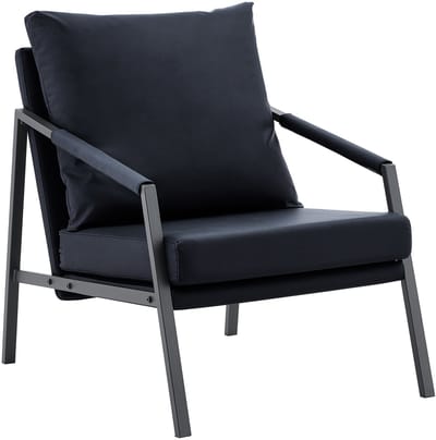 kunstleren fauteuil - Industriële leesstoel - Wachtkamerstoel kantoor - Moderne accentstoel - 67x67x80 cm - Zitten - Woonkamer Zwart