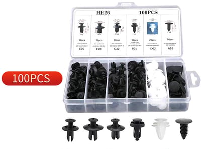 Bekledingwipper - Bekledinghevelset - Bekledingwipperset - 5 Wippers - Assortimentsdoos - Clips - Fender clips - 100 stuks - 5 tools - Dashboard - Deurpaneel