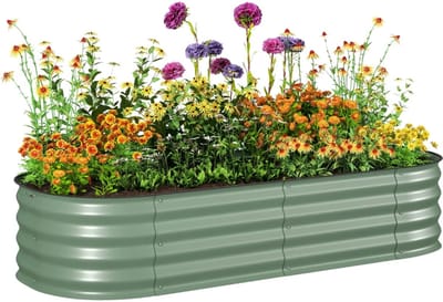 Plantenbak - Modulair Tuinbed - Beschermde Randen - Bodemloos Ontwerp - Bloembak - Plantenbed - Kweekbak - Moestuinbak - voor Buiten, Terras, Tuin & Balkon - voor Groenten, Bloemen & Kruiden - 150 x 62 x 30 cm - Groen