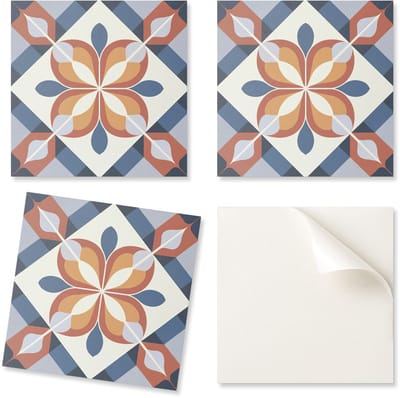 Bedrukte vinyl wandtegels voor de eetkamer met geometrisch bloemenpatroon, 20x20x20 cm