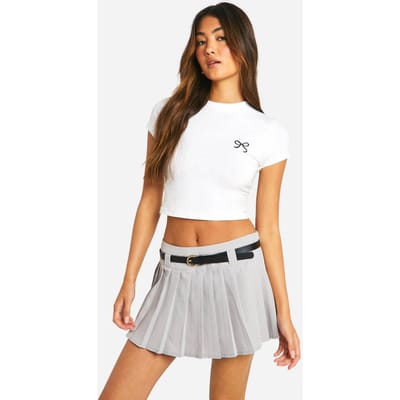 boohoo Dames Belted Pleated Skort | Grijs | Maat: 40