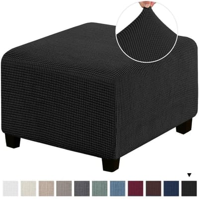 3 Maten Vierkant Jacquard Duurzaam Stretch Voetenbank Ottoman Hoes Opvouwbare Opbergkruk Meubelbeschermer Slipcover L