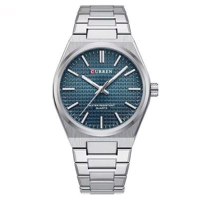 Luxe Curren Horloge | Luxe Herenhorloge | Quartz | Blauw Wijzerplaat | Zilver Kleurige Band | 42mm