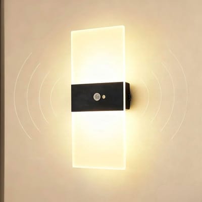 Wandlamp met Bewegingsmelder voor Binnen - Draadloze Oplaadbare LED Lamp - Eenvoudig te Installeren zonder Boren - Modern Nachtlampje