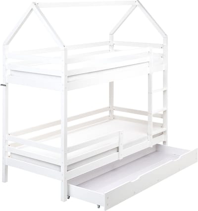 GIRGOLS - Stapelbed met opbergruimte - Wit - 90 x 200 cm - Dennenhout