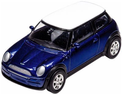 Goki Mini Cooper modelauto - blauw - 7 cm - schaal 1:60 - metaal - speelgoedwagen