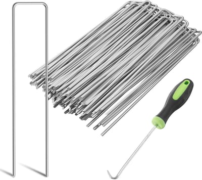Zware Tuinnagels - Stalen Palen en Verzinkte Klemmen voor Onkruidvlies en Netten (Ø 3 mm, 100 Stuks)