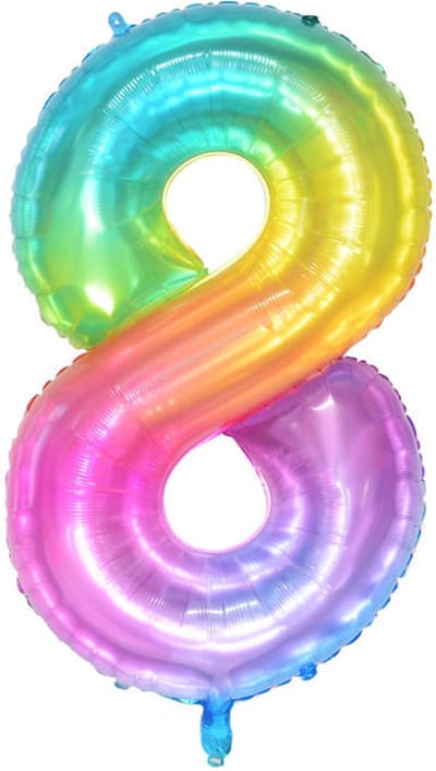 DW4Trading Regenboog Cijfer Ballon 8 - Feestversiering - Decoratie - Helium Ballon - 100 cm