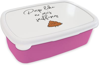 Broodtrommel Roze - Lunchbox - Brooddoos - Spreuken - Quotes - Poop like no one's sniffing - Poep - 18x12x6 cm - Kinderen - Meisje
