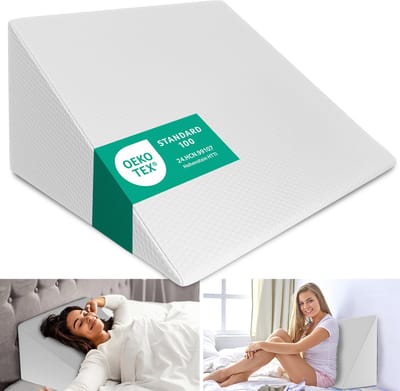 ELONEO Leeskussen – Wigkussen, orthopedisch rugsteunkussen voor bed en bank, Ergonomisch leeskussen tegen reflux, Vormvast schuim, 30×50×60 cm