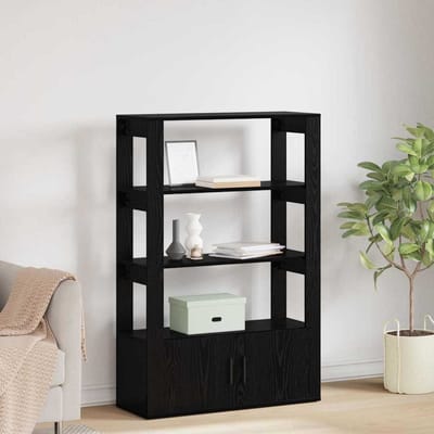 vidaXL - Dressoir - Zwart - eiken - 30 - x - 80 - x - 119,5 - cm - Bewerkt - hout