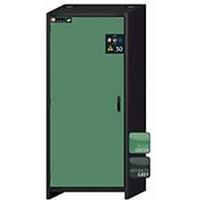 Veiligheidskast type 30 asecos Q-CLASSIC-30, scharnierende deur, links scharnierend, voorzijde reseda groen, B 864 x D 620 x H 1947 mm