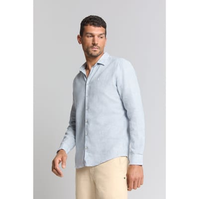 No Excess Shirt Vertical Small Stripes With Linen Cloud Size: XXL | Casual Shirts Outlet | Heren | Blauw