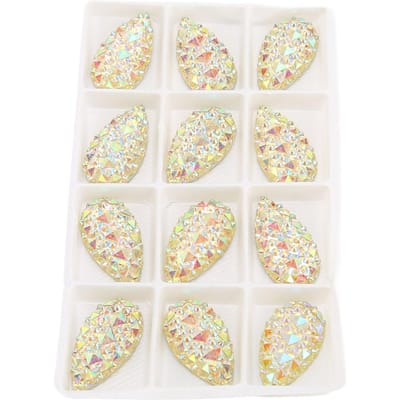 12 Stuks Naaibare Strass Dubbel Gat Kristalhelder Glas AB Strass voor Kleding Jurk Ambacht white