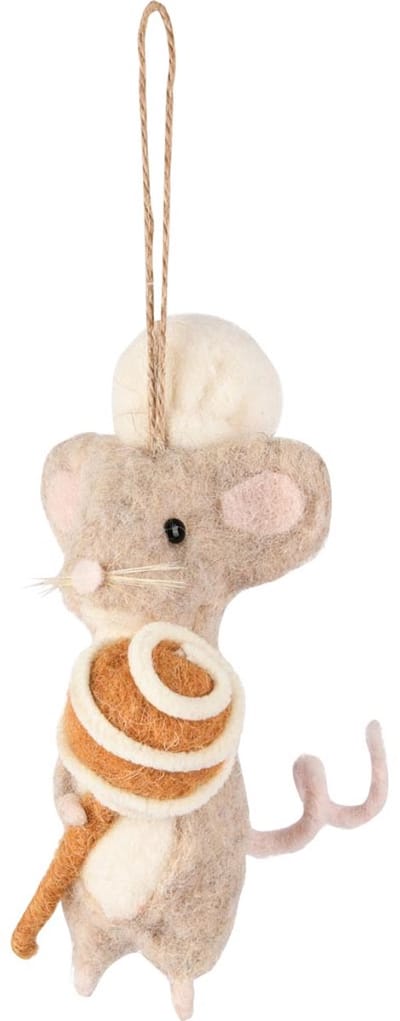 Dekoratief | Hanger muis m/lolly, roze, stof, 6x8x17cm | A255336