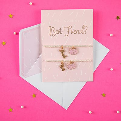 Wenskaart - Best Friends met armbandjes