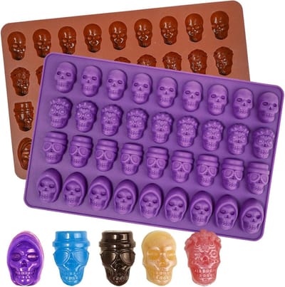 Siliconen Mallen voor Halloween: 2 Stuks Skulls Mallen voor Chocolade, Gummy, Snoep en Hondensnacks