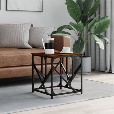 vidaXL - Salontafel - 45x45x47,5 - cm - bewerkt - hout - gerookt - eikenkleurig