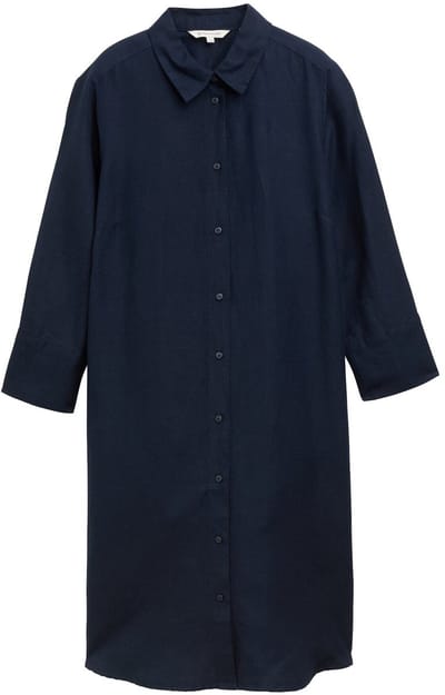 Tom Tailor - Blousejurk met linnen - Maat 36 - sky captain blue