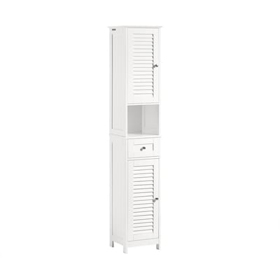 SoBuy Badkamer Kolomkast, Hoge Opbergkast, Badkamerkast met Lade en Planken, Badkamerrek – Wit, 32x30x170cm, FRG236-W