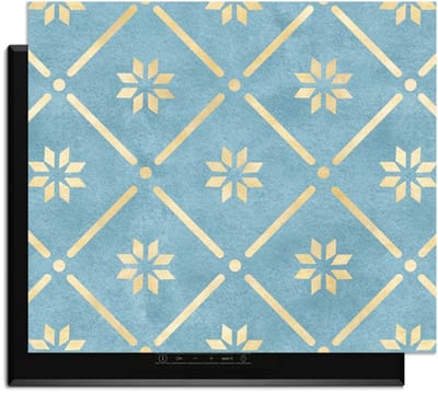 KitchenArt - Starline Blue Tile - Inductie Beschermer - 65x52 cm - Kookplaat Beschermer - Luxe Afdekplaat Inductieplaat - Anti-slip & Oprolbaar - Beschermmat Inductiekookplaat