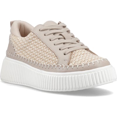 Hush Puppies Haisley Geweven Textiel Dames Taupe Standaard Sneakers