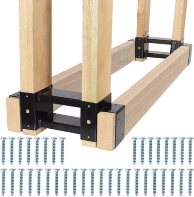 Brandhoutrek - Houtopslag Beugel - Haardhout Opslaan - Verstelbare Maat - 6.35 x 29.85 x 9.53 cm - Zwart