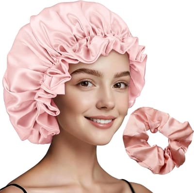 Dubbellaagse satijnen haarbonnet voor vrouwen, ideaal voor krullend haar, beschermt haar tijdens het slapen en voorkomt klitten, perfect als zelfzorgcadeau