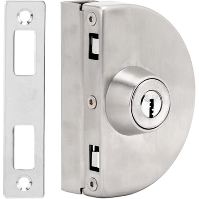 Serrure de Porte en Verre Demi-Ronde Acier Inoxydable Simple Face Serrure en Verre pour Bureau Coulissante Simple Porte en Verre gray