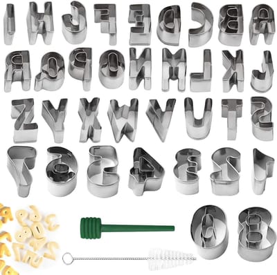 Dailygoods- Letter-uitsteekvormen 35 stuks - Roestvrij Staal - Alfanumerieke Combinatie - Herbruikbaar - Voor Koekjes - Taartdecoraties - Koekjesvormpjes