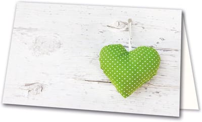 Tafelkaarten Groen Hart - Zitkaarten Bruiloft - Gasten Aanspreken - 350 g/m² Offsetkarton - 85 x 55 cm - Wit Groen
