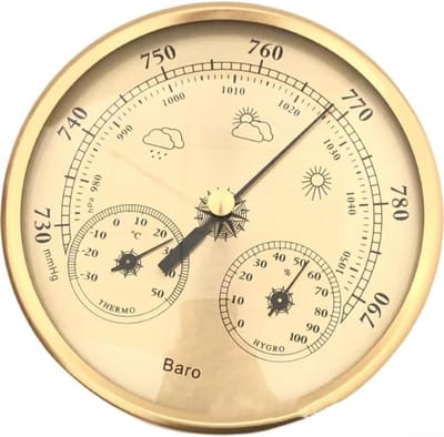 Weerstation - Thermometer Hygrometer - Weersvoorspelling Thuis - Mechanisch Geen Batterij - 20 x 15 x 5 cm - Zilverkleurig