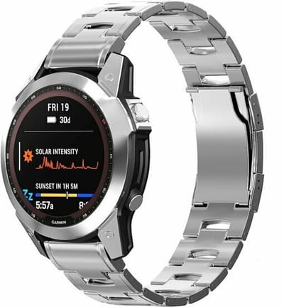 By Qubix - Geschikt voor Garmin bandje - 22mm Quickfit - Titanium schakelband - Zilver - Geschikt voor Garmin Fenix 8 / 8 Pro - 47mm