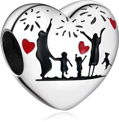 Jewellery Charm Family Hearts Hanger S925 sterling zilver armband bead met kubische zirkonia voor Europese armbanden halskettingen, moederdag sieraden cadeau Kerstmis voor dames heren