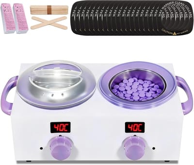 Dubbele Waxverwarmer - Ontharingsapparaat - Professioneel Ontharen - Elektronisch Display - 2x 500ML - Wit Paars