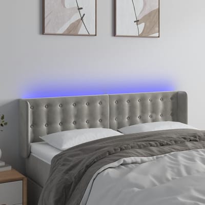 vidaXL - Hoofdbord - LED - 147x16x78/88 - cm - fluweel - lichtgrijs