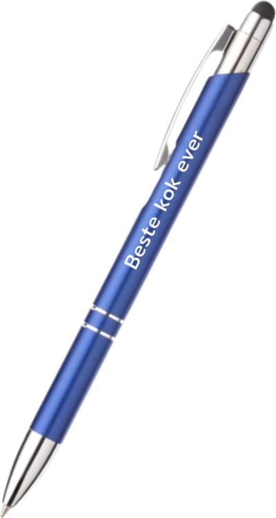 Akyol - beste kok ever pen - blauw - gegraveerd - Kok - collega - pen met tekst - leuke pennen - grappige pennen - werkpennen - stagiaire cadeau - cadeau - bedankje - afscheidscadeau collega - welkomst cadeau - met soft touch