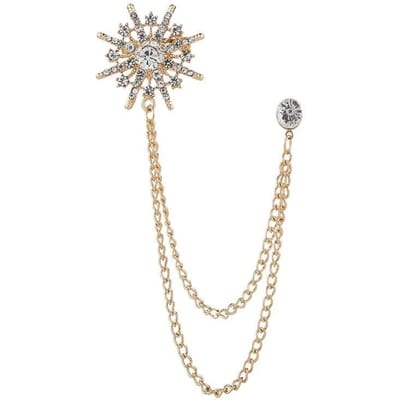 Broche étoile coréenne haut de gamme en strass, chaîne à pampilles en cristal, Corsage, Badge de manteau, épingle à revers pour hommes et femmes, accessoires vestimentaires or