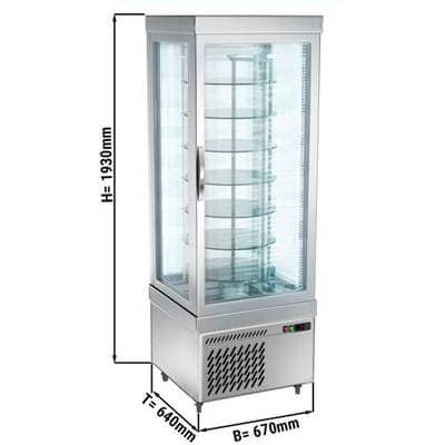 GGM Gastro Panorama-Tiefkühlvitrine - 430 Liter - 670mm - Dreifachverglasung - 7 rotierende Ablagen - Silber Zilver