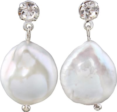 Zoetwater parel oorbellen Bling Colly - oorstekers - echte parels - wit - zilver - stras stenen - sieraden zakje - parel oorbellen dames - parel oorknopjes