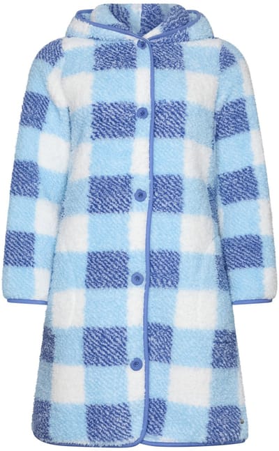 Rebelle - Frozen Sky - Badjas - Fleece - Geruit - Blauw/Wit - Maat XXL