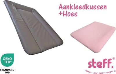 Stefano fashion - set - aankleedkussen - bruin taupe - 50x70 cm + aankleedkussenhoes roze pastel - OEKO-Tex standard 100