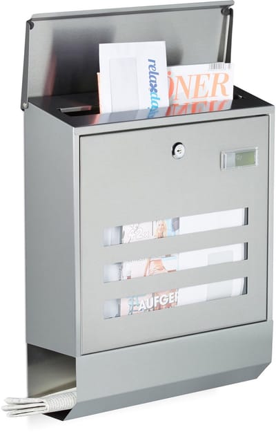 brievenbus hangend - met krantenrol - naambordje - 42 x 35 x 12,5 cm - buiten