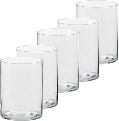 Trend Candles Theelichthouder - 5x - transparant - glas - hoog model - 5,5 x 6,5 cm - Glazen kaarsenhouders - Woondecoraties