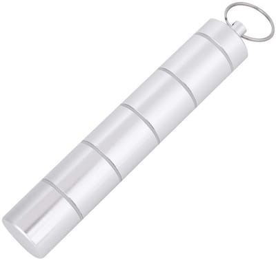 JHUBERS- Pillendoos Draagbaar - Sleutelhanger - Waterdicht - Roestvrij Staal - Mini Organizer - Duurzaam Aluminium - Medicijnhouder