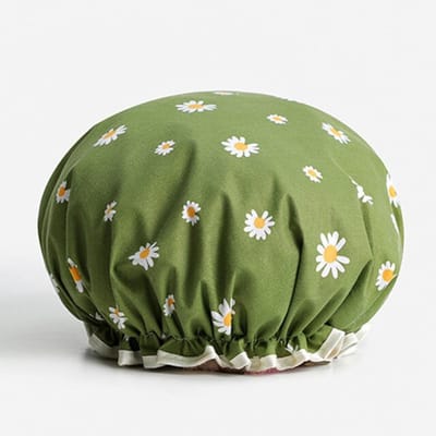 2 x Dikke Douche muts - Shower Cap - Green Daisy - Waterdicht - BadMuts - Dubbele Laag - Douchemuts Haar Cover Bedekking - Vrouwen Benodigdheden DoucheCap Badkamer Accessoires
